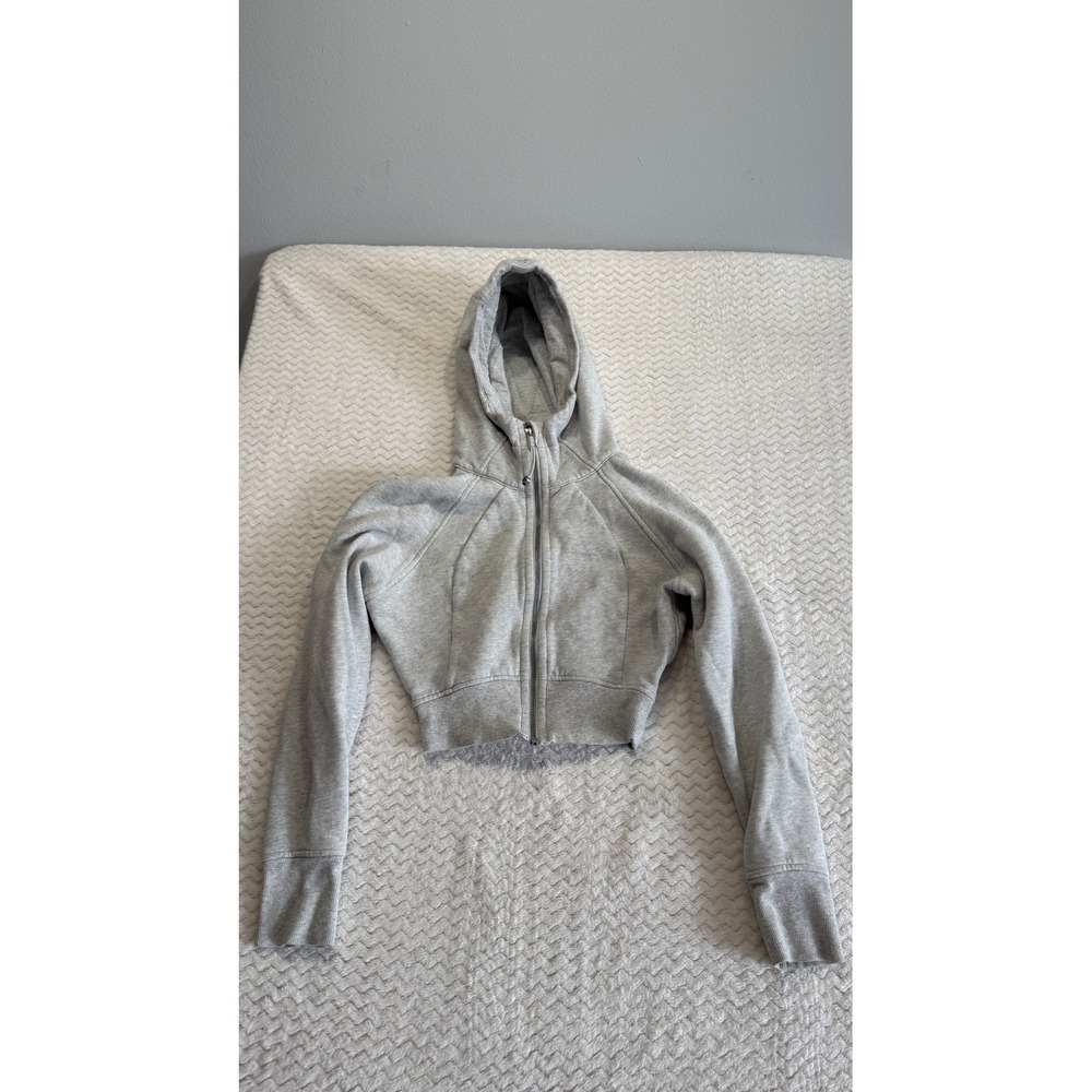 Lululemon Scuba Full Zip Cropped Hoodie Heathered Core Ultra Light Grey